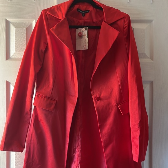 Red Naked Wardrobe, Size Large, Trench Coat - Picture 3 of 5